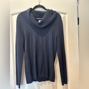 Women’s Marisa Christina Deep Blue Merino Wool Cowl Neck Sweater. XL